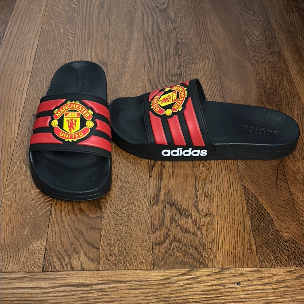 Adidas Black and Red Manchester United Slides